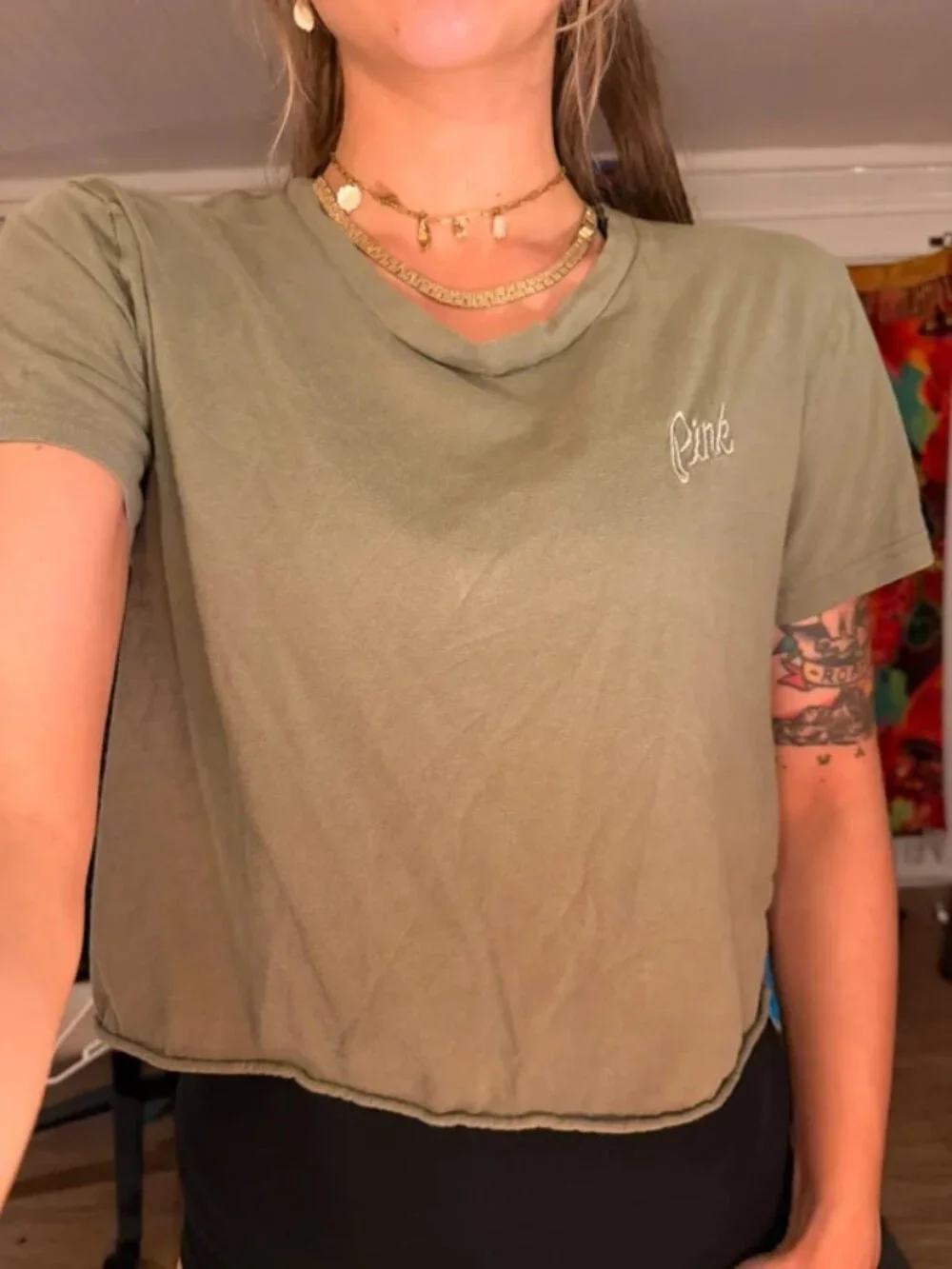 Victoria’s Secret Pink Green Short Sleeve Crop Top